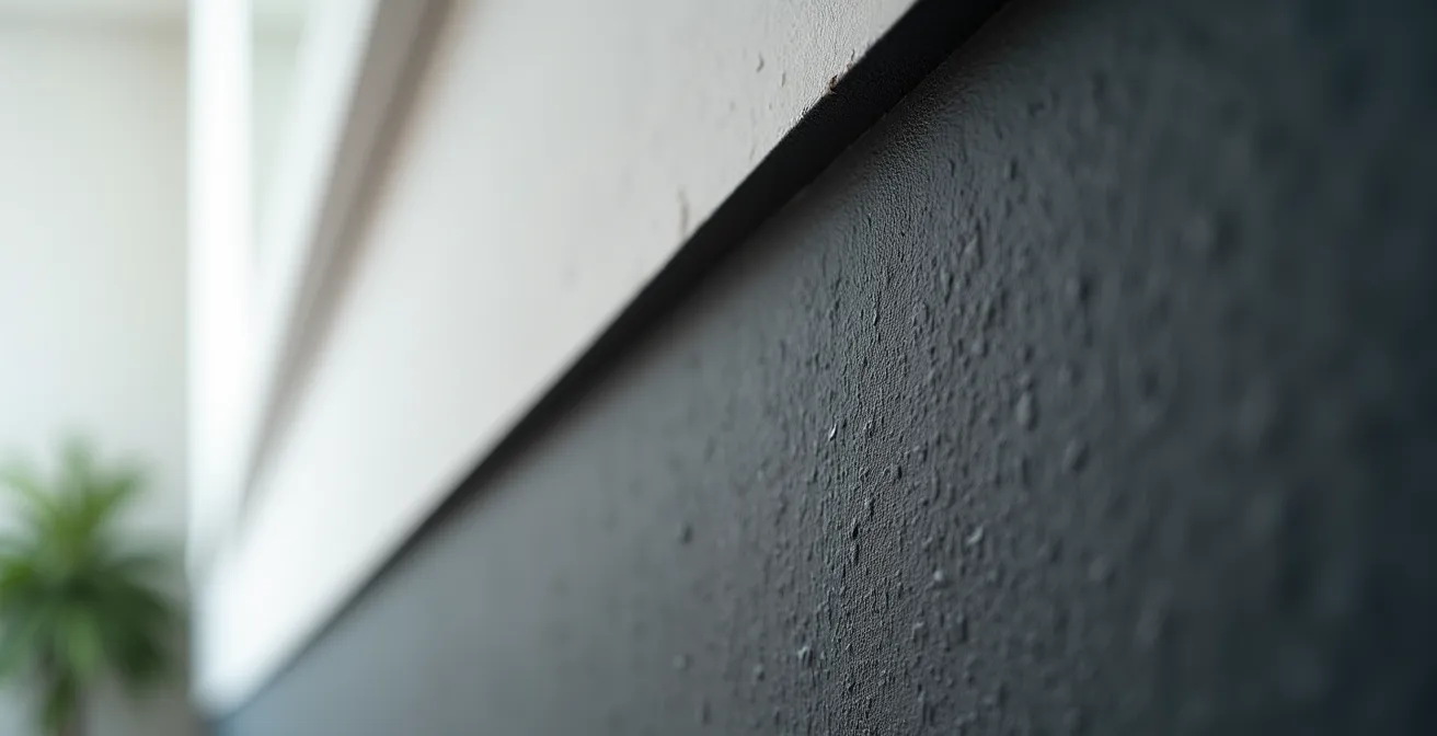 Pared de acento en color antracita que crea un efecto óptico de profundidad en una habitación.