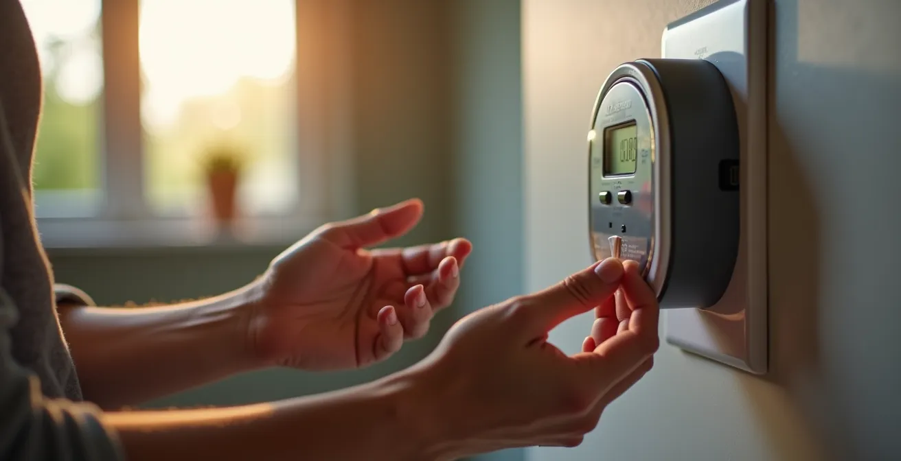 Medidor de consumo eléctrico conectado mostrando datos de consumo
