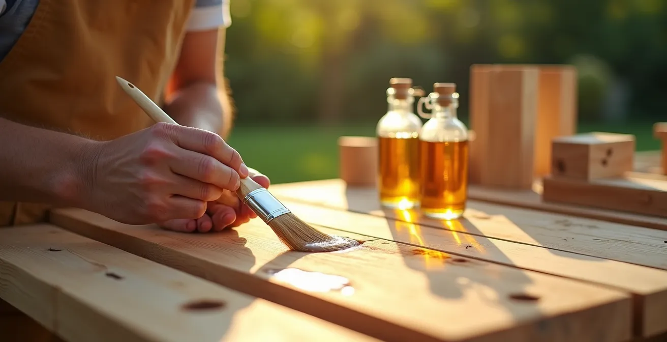 Tratamiento natural de madera de pino para exteriores